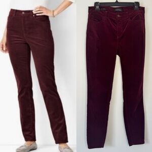 Talbots Flawless Five Pocket Corduroy Straight Leg Wine Pants Trousers Jegging 2